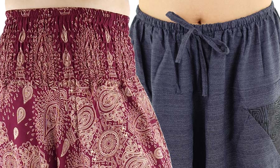 Haremsbyxor i material som viskos och bomull